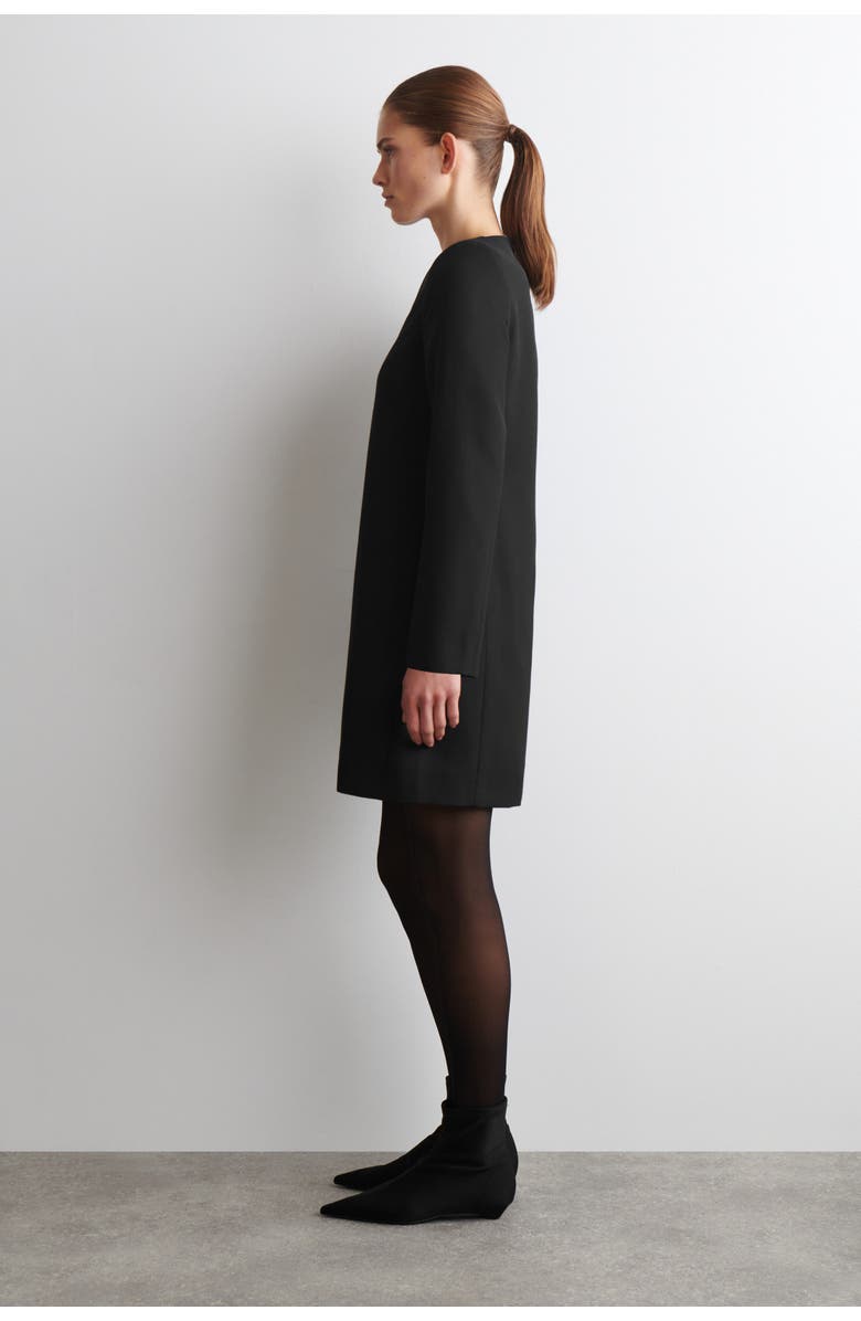 COS Tailored Wool-Blend Mini Dress, Alternate, color, Black