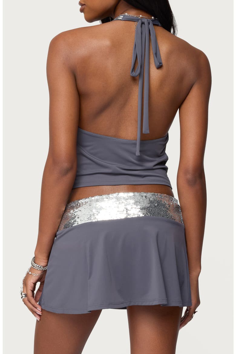 Briella Embellished Cowl Neck Halter Top, Alternate, color, DARK-GRAY