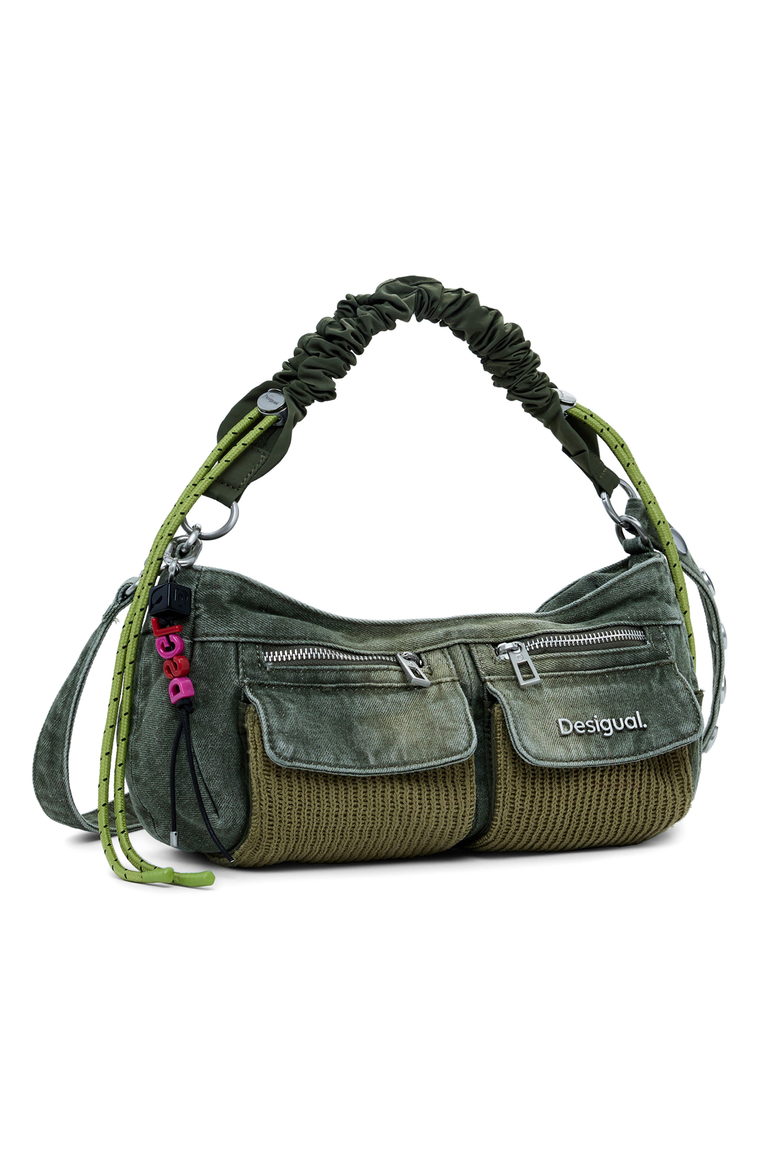 Desigual Denim Shoulder Bag, Alternate, color, Light Green