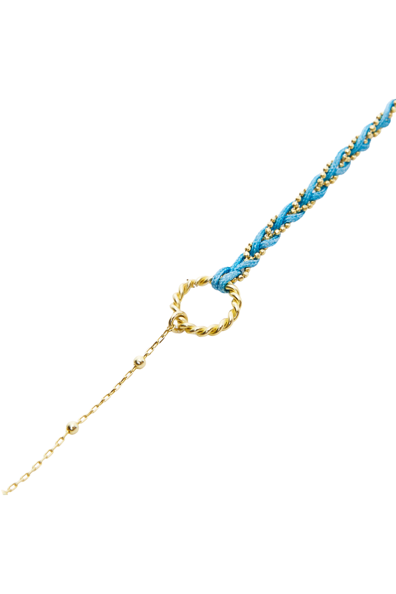 Handmade Rope Braided Sterling Silver Beaded Chain Bracelet, Main, color, Blue