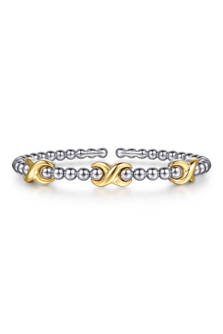 Bujukan Sterling Silver & 14K Gold Bangle Bracelet, Main, color, SILVER/ 14K YELLOW GOLD