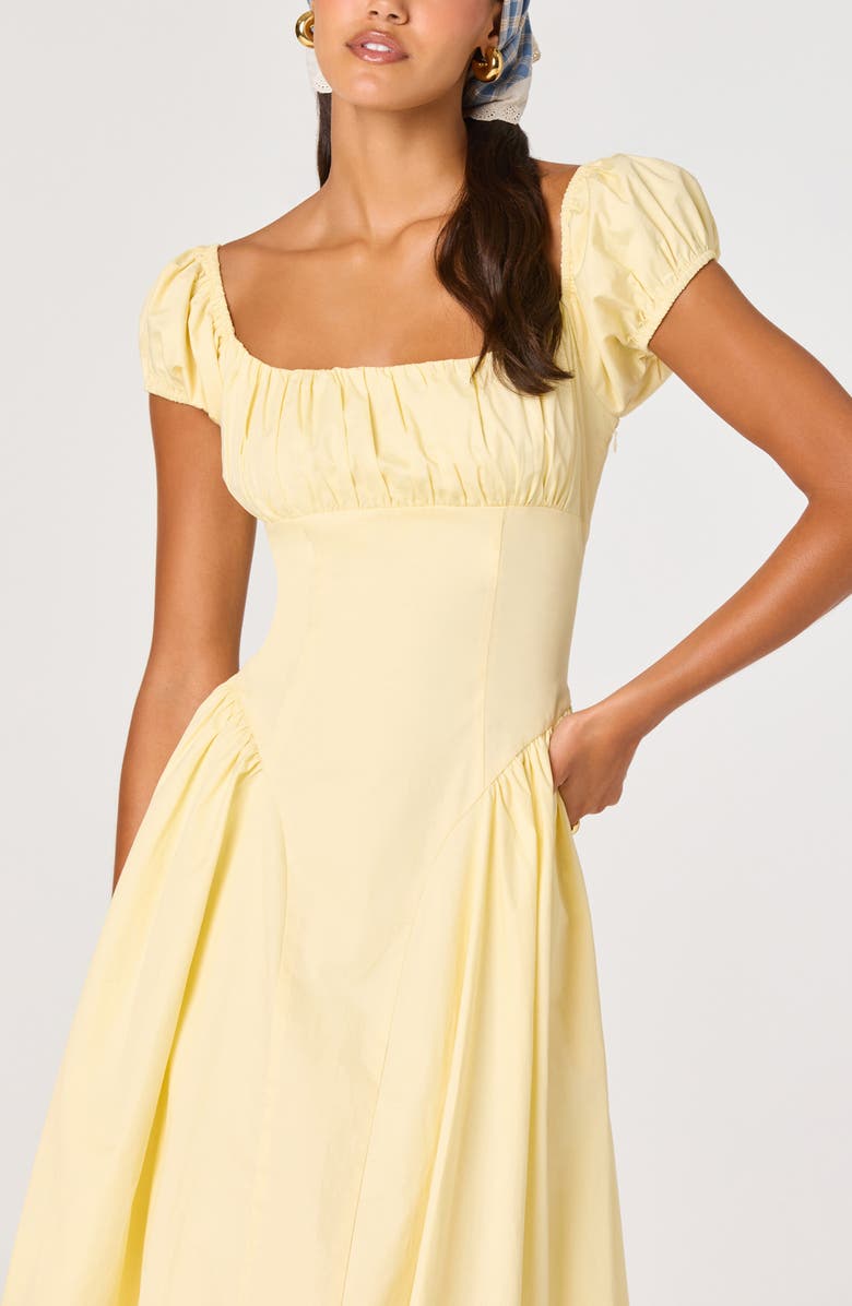 ASTR the Label Adilene Cap Sleeve Midi Dress, Alternate, color, Yellow