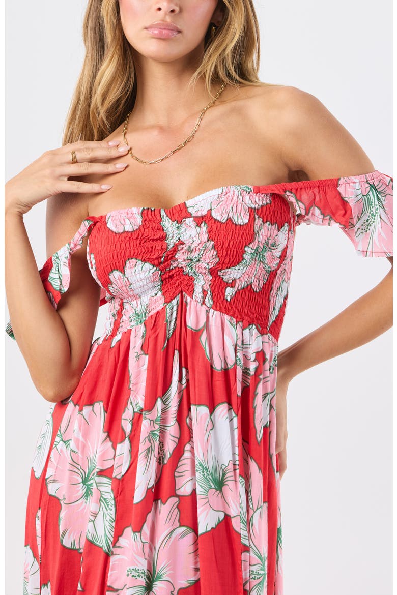 Hollie Floral Maxi Cover-Up Dress, Alternate, color, HIBISCUS KISS RED