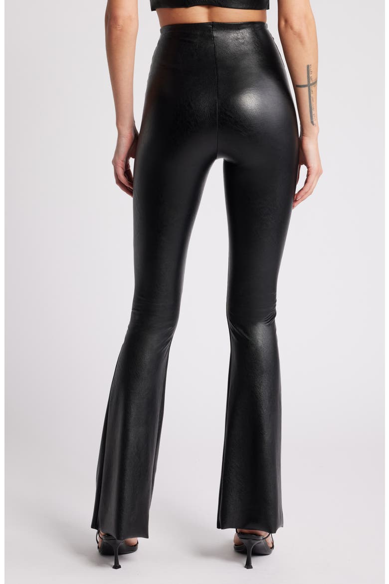 Faux Leather Flare Leggings, Alternate, color, BLACK