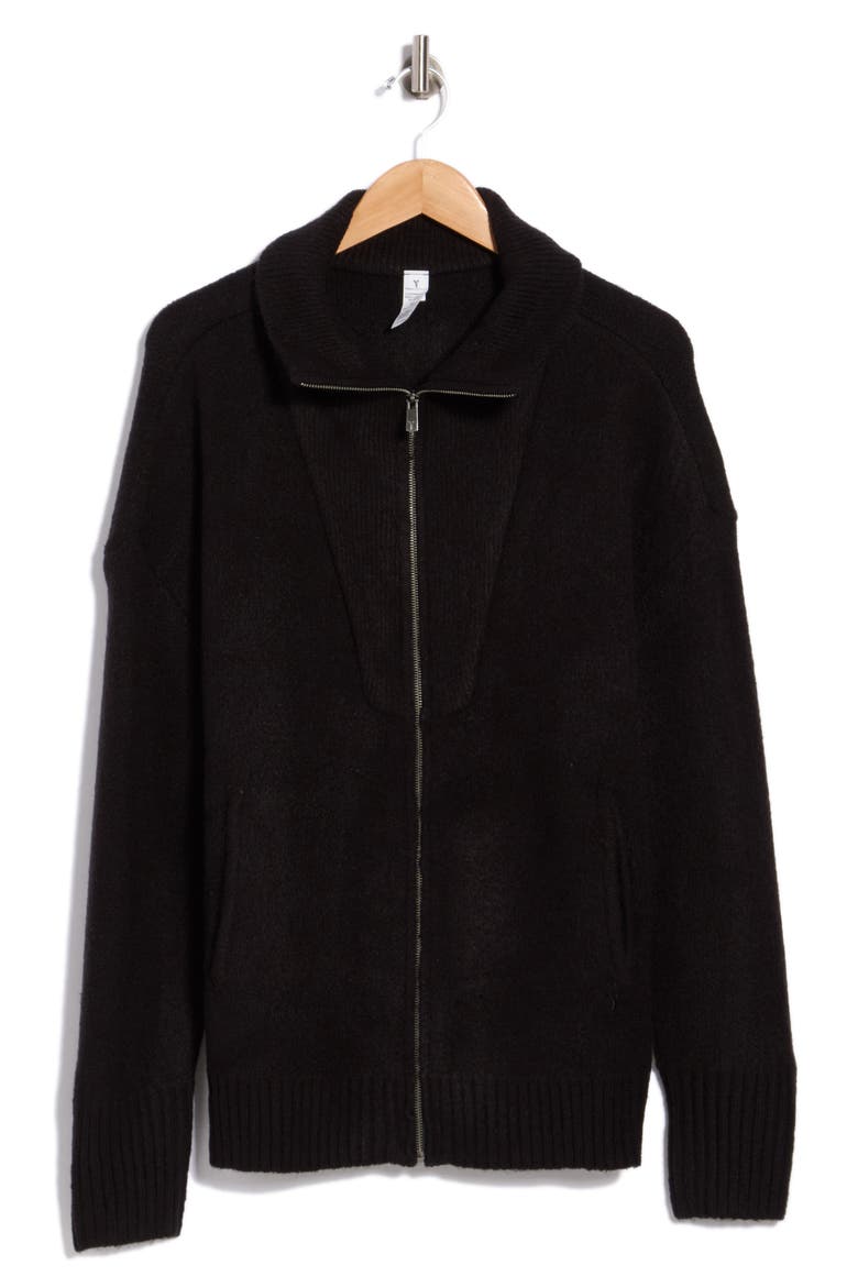 Maple Lane Full Zip Sweater Jacket, Main, color, BLACK
