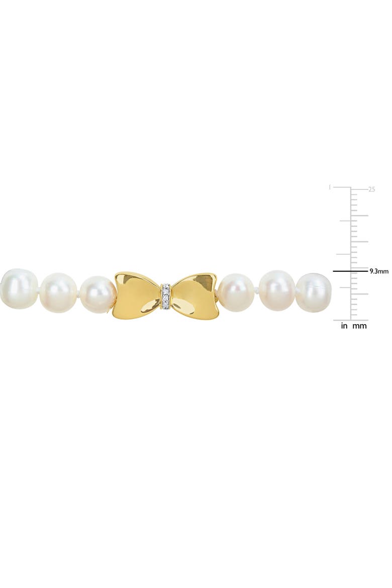 Cultured Pearl & Diamond Bow Bracelet 10k, Alternate, color, Pearl