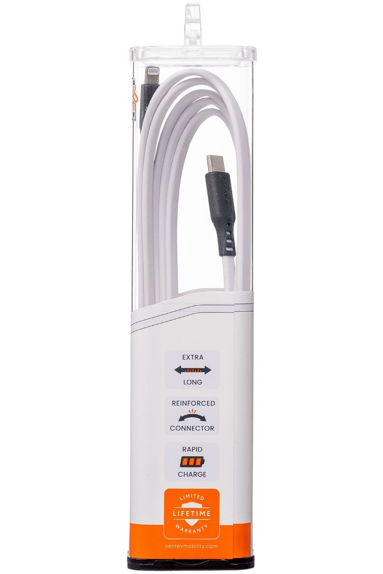 Flat USB-C to Apple Lightning High Speed Tangle-Free 6 Foot Cable, Alternate, color, White