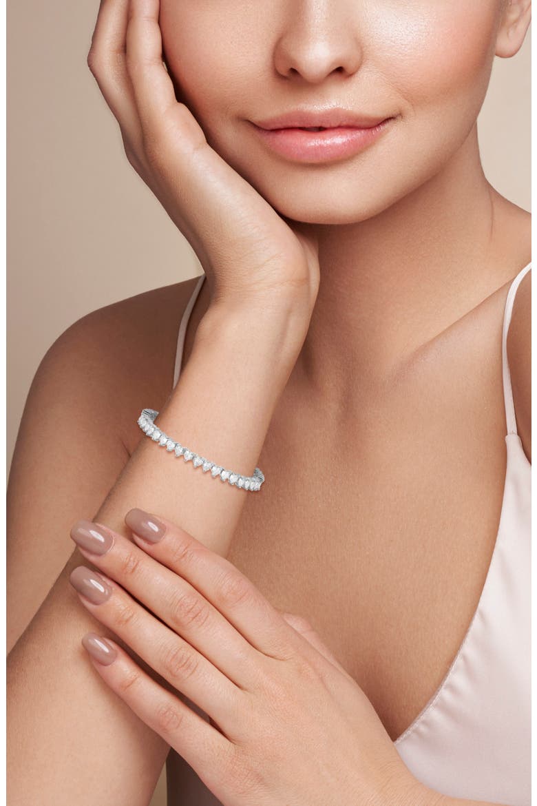 Heart Tennis Bracelet, Alternate, color, SILVER