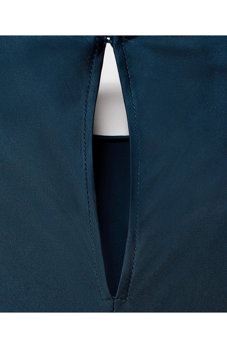 MANGO Long Sleeve Satin Midi Dress, Alternate, color, Navy