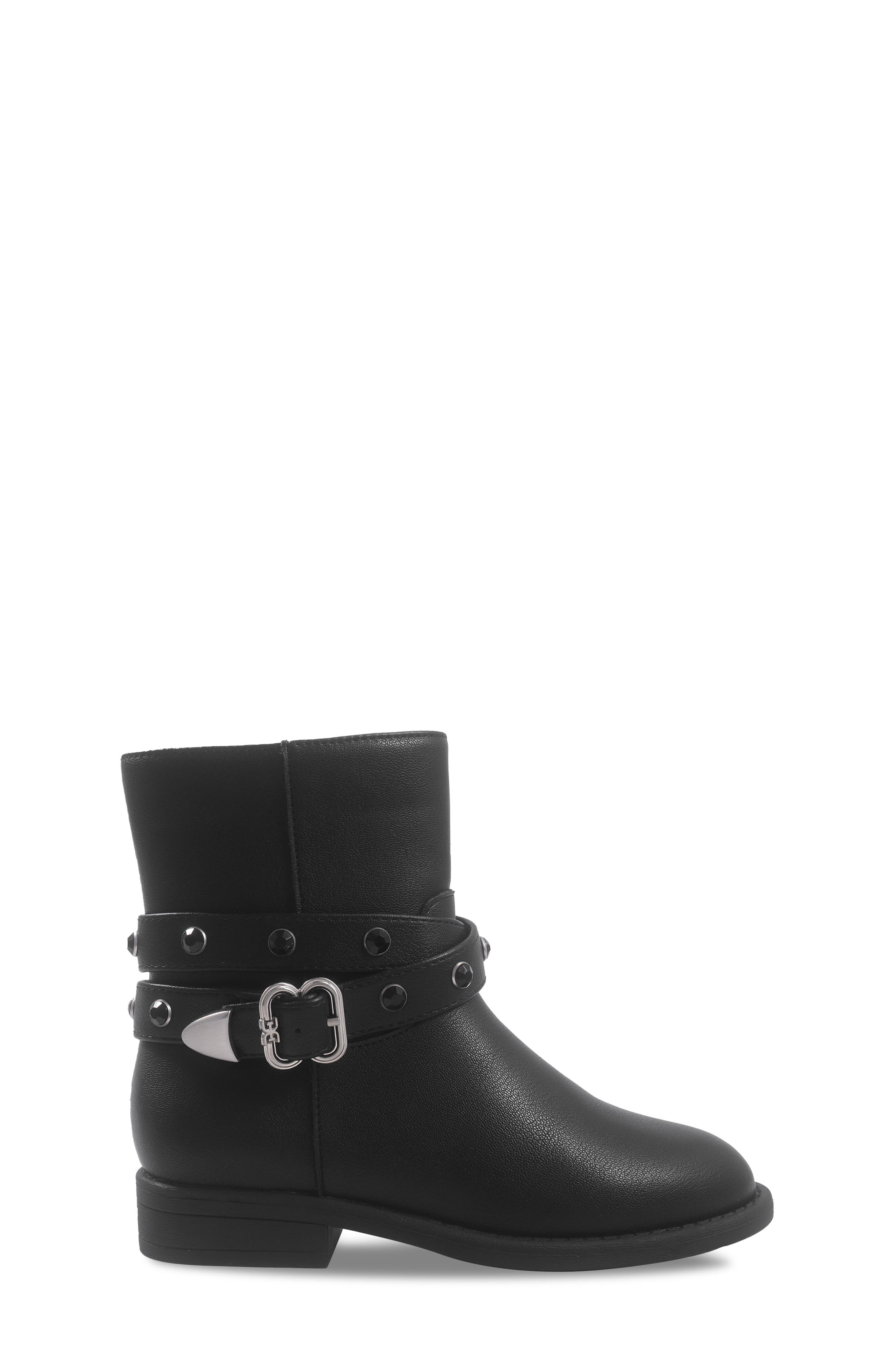 Kids' Rider Stones Faux Leather Ankle Boot, Alternate, color, BLACK