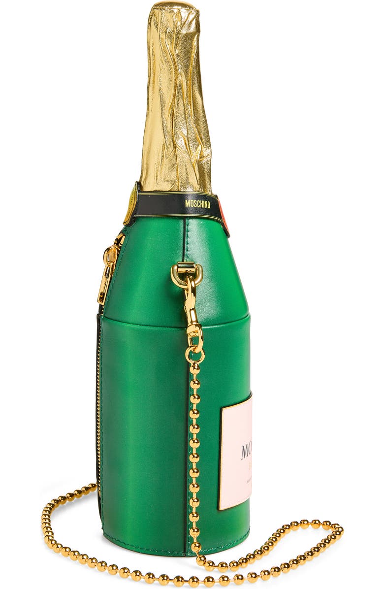 Moschino Champagne Bottle Leather Clutch, Alternate, color, One Color 85A Oe1