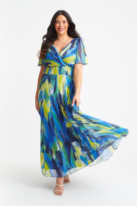 Isabelle Abstract Angel Sleeve Dress