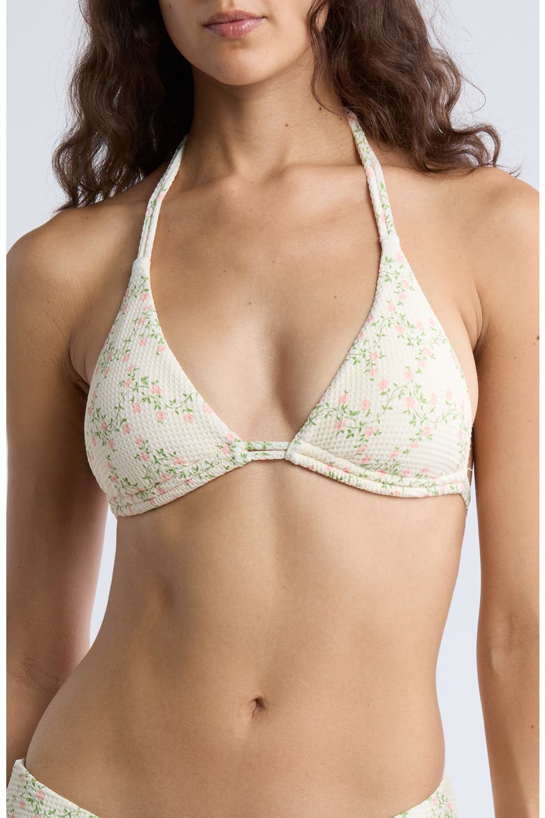 Lana Floral Triangle Bikini Top, Main, color, ROSE/ MILK