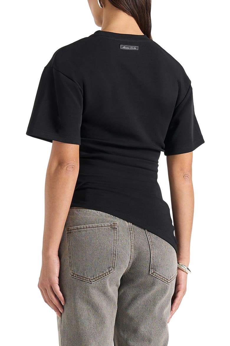 Pauline Ruched Asymmetric Cotton T-Shirt, Alternate, color, Black