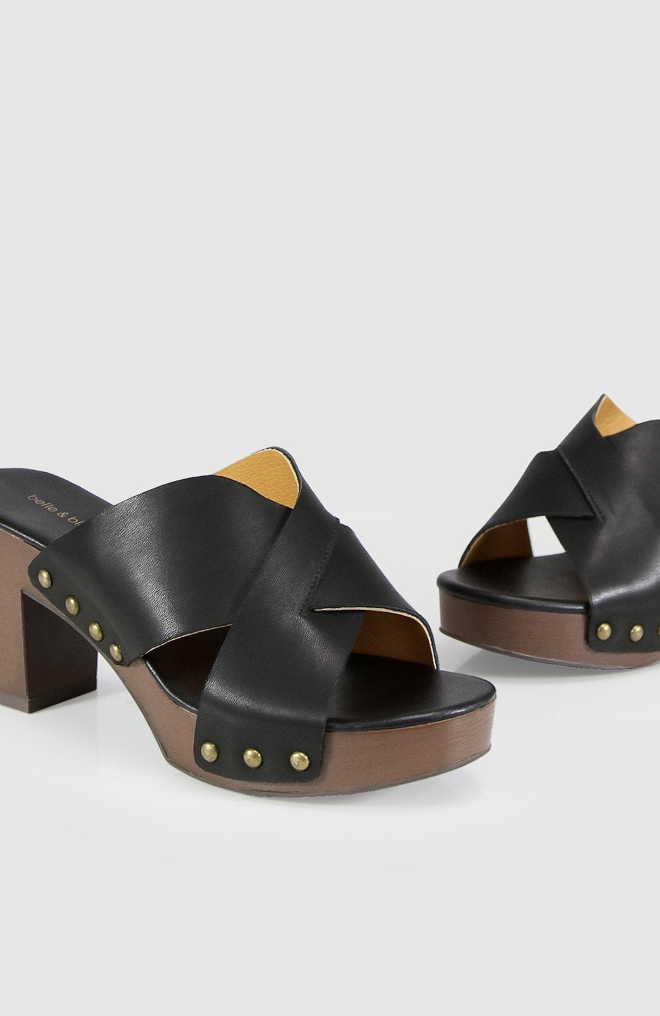Belle & Bloom Midtown Clog Mule, Main, color, Black/Chocolate