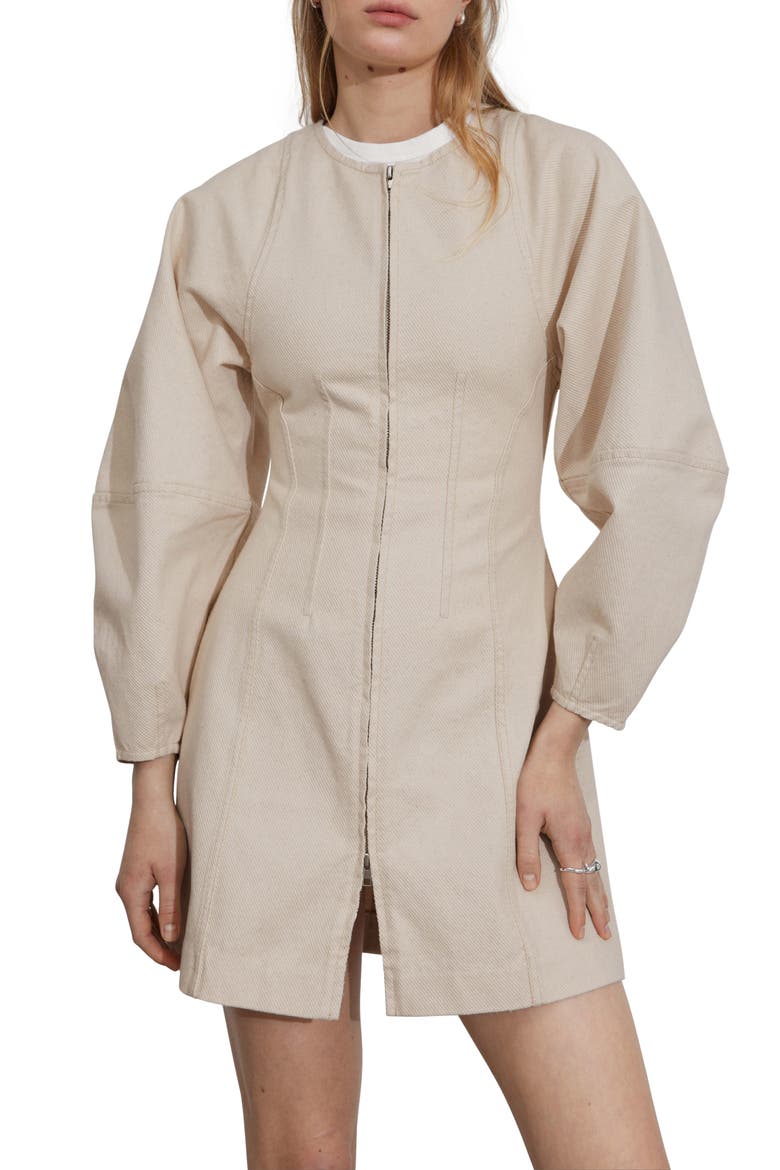 Long Sleeve Cotton Twill Dress, Main, color, BEIGE