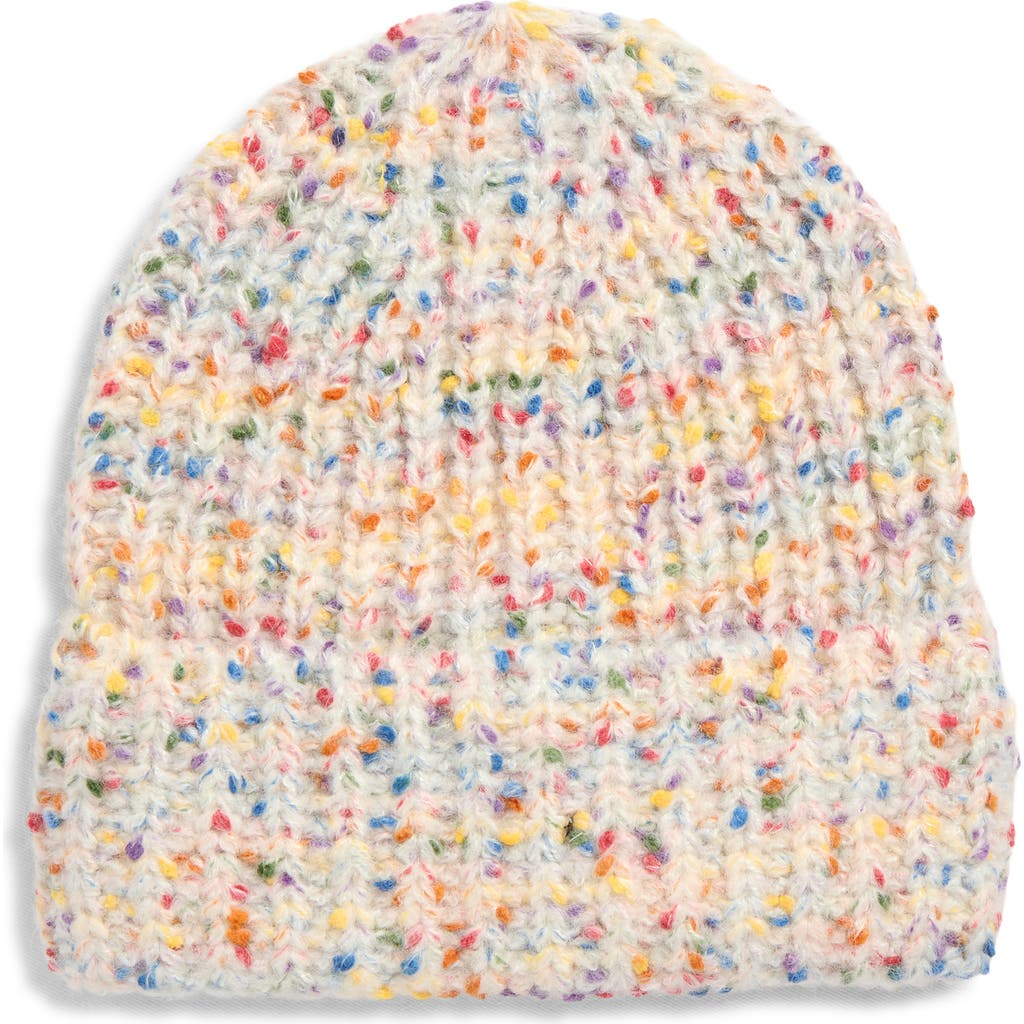Tasha Marled Confetti Cuffed Beanie In White