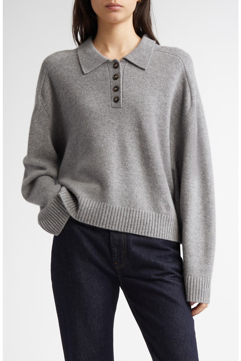 Homere Cashmere Polo Sweater, Main, color, SLATE GREY
