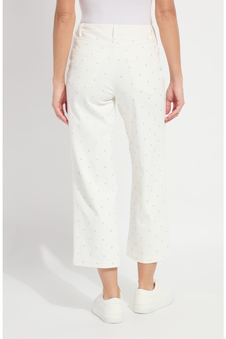 Audrey Embellished Pull-On Crop Wide Leg Knit Jeans, Alternate, color, ECRU WHITE