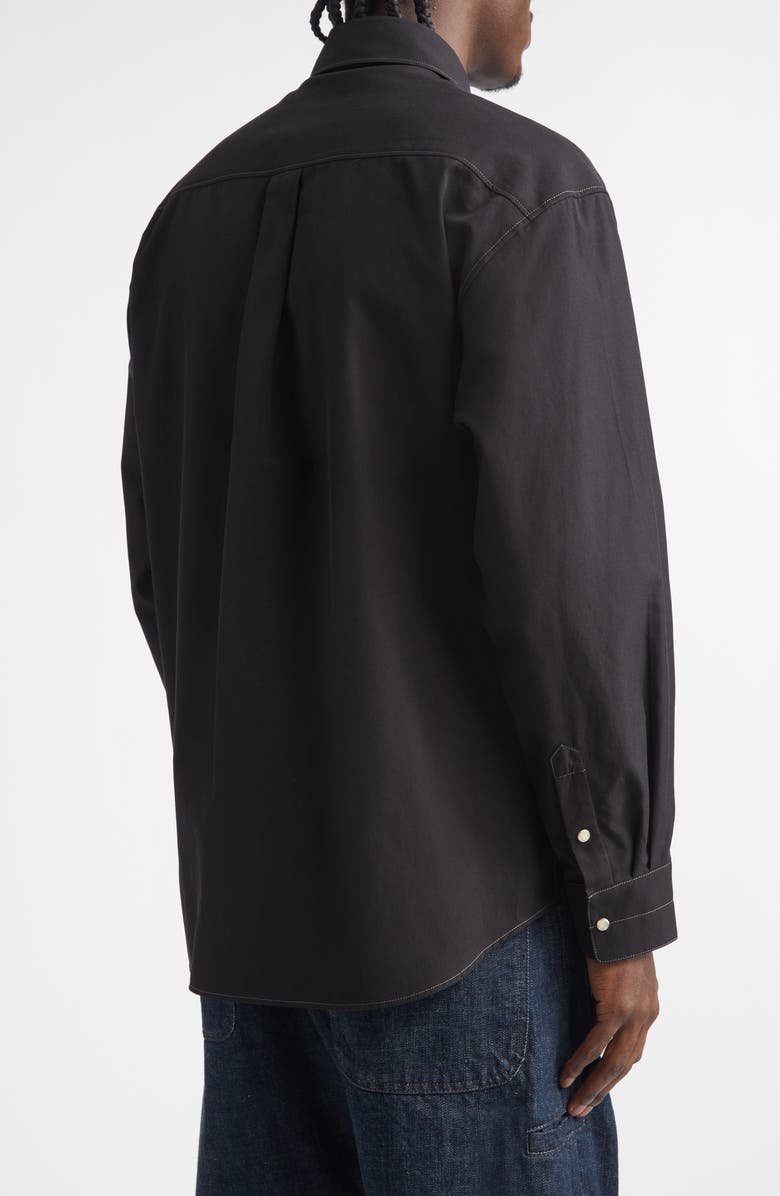 Lemaire Cotton Twill Western Snap-Up Shirt, Alternate, color, Black