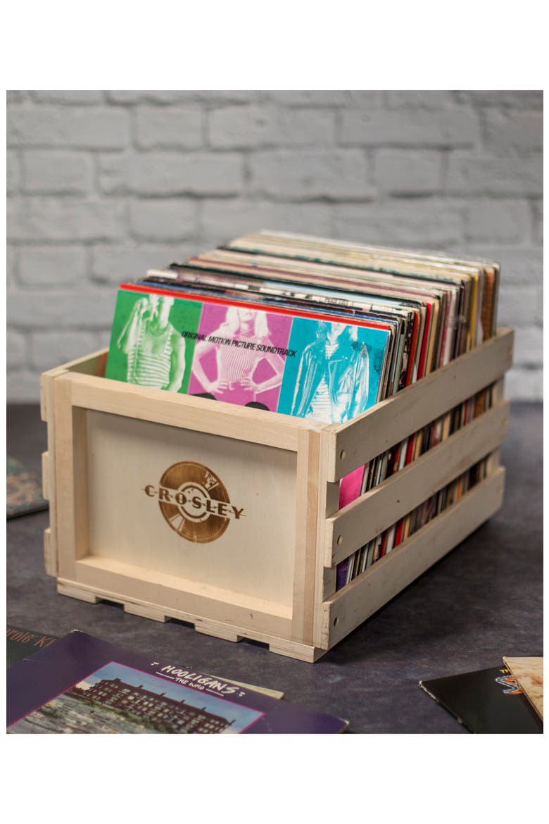 Record Storage Crate, Alternate, color, NATURAL