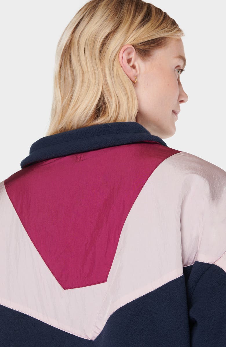 Sweaty Betty Orbit Fleece Half Zip Pullover, Alternate, color, Navy Blue Colour Block