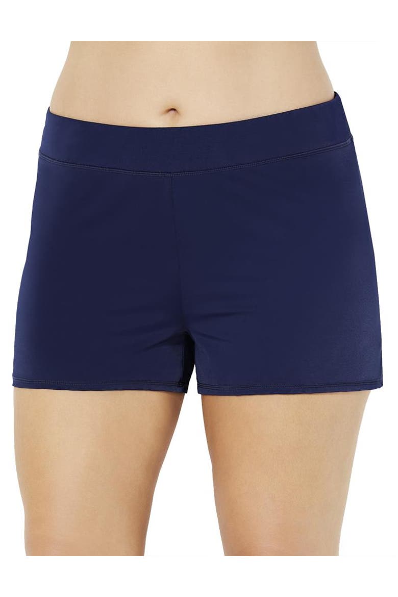 Chlorine Resistant Banded Swim Short, Main, color, Navy