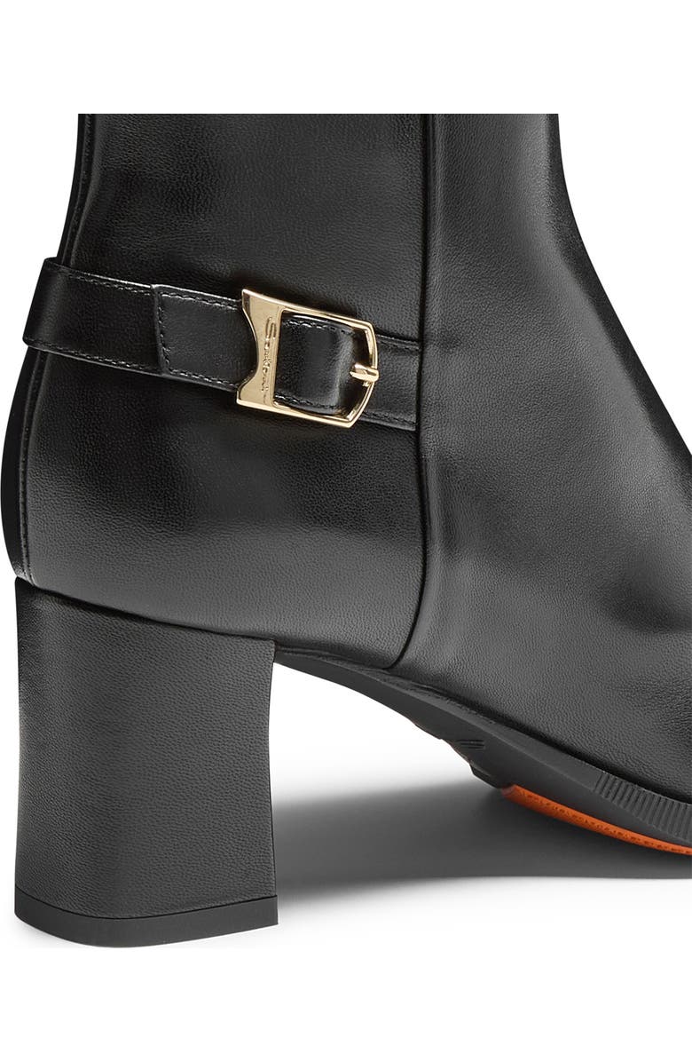 Santoni Women's Leather Mid-Heel Ankle Boot with Decorative Buckle, Alternate, color, Black