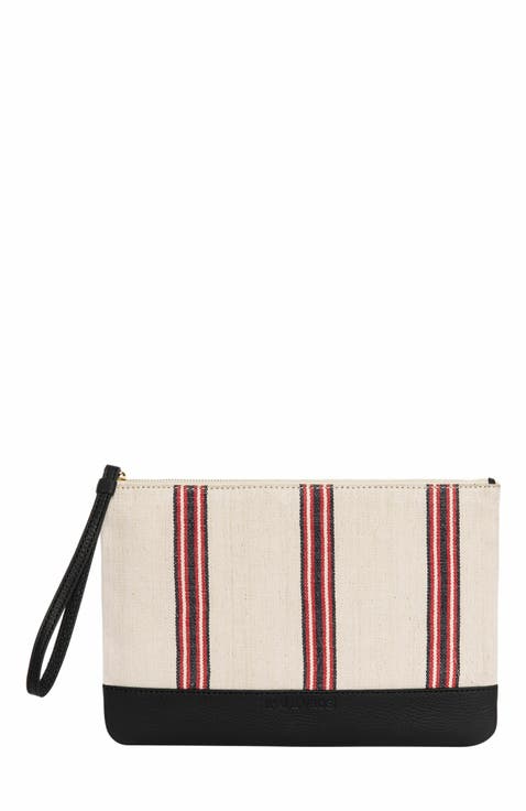 Apollon Calfskin & Handloomed Fabric Clutch