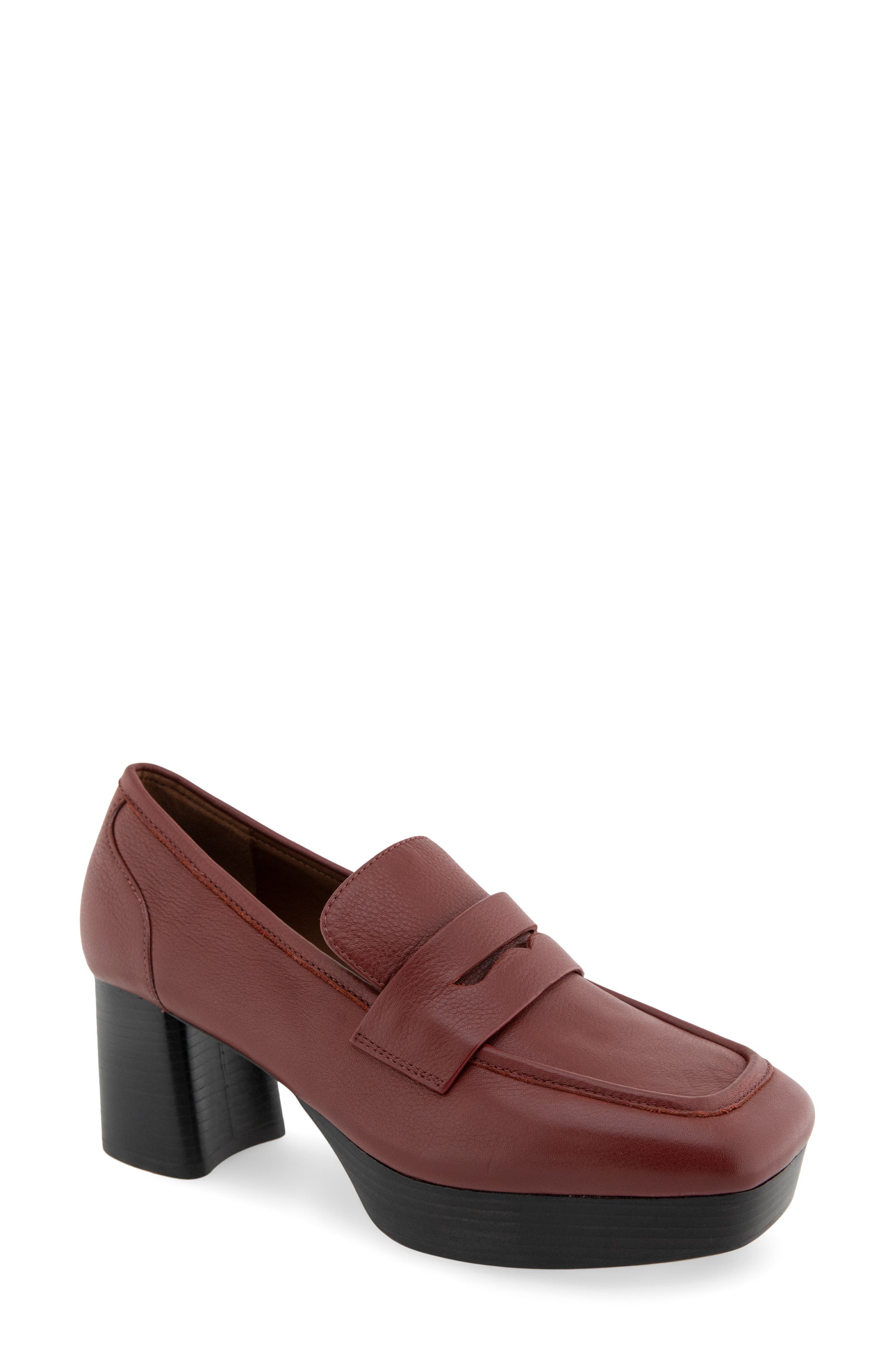 Aerosoles Cavour Platform Penny Loafer Pump, Main, color, Clay Leather