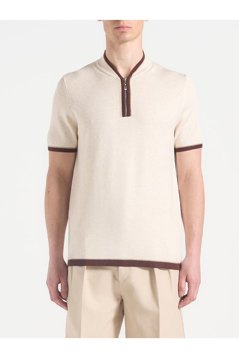 Clement Crew Neck Zip Polo Shirt, Alternate, color, Cream