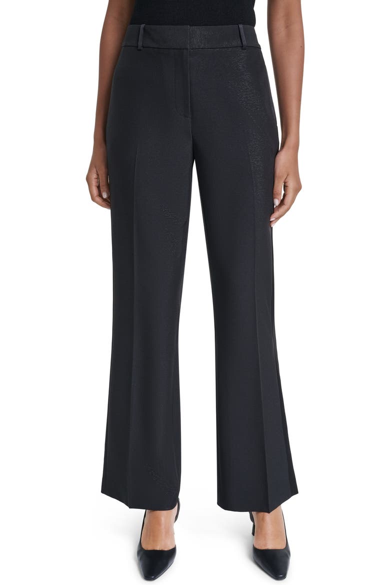 Shiny Twill Trousers, Main, color, BLACK