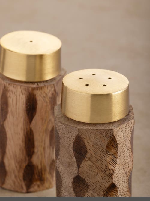 Gauri Kohli Macello Salt & Pepper Shakers In Brown