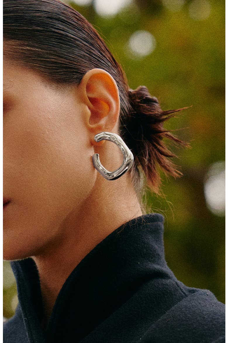 Root Hoop Earrings, Alternate, color, Silver