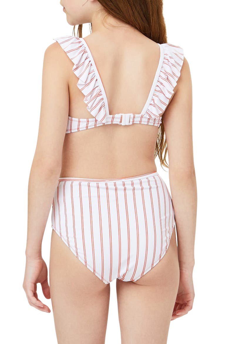 Habitual Ruffle Stripe One-Piece Swimsuit, Alternate, color, ORANGE