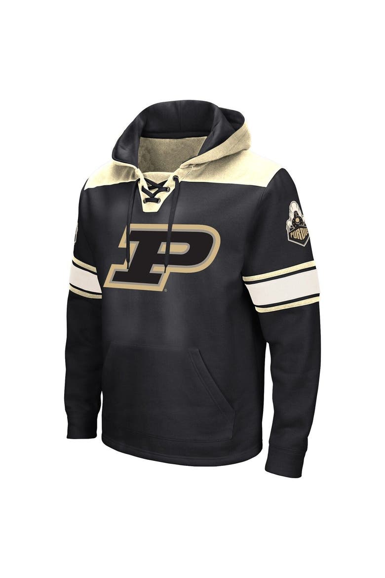 Men's Colosseum Black Purdue Boilermakers Big & Tall Hockey Lace-Up Pullover Hoodie, Alternate, color, Black