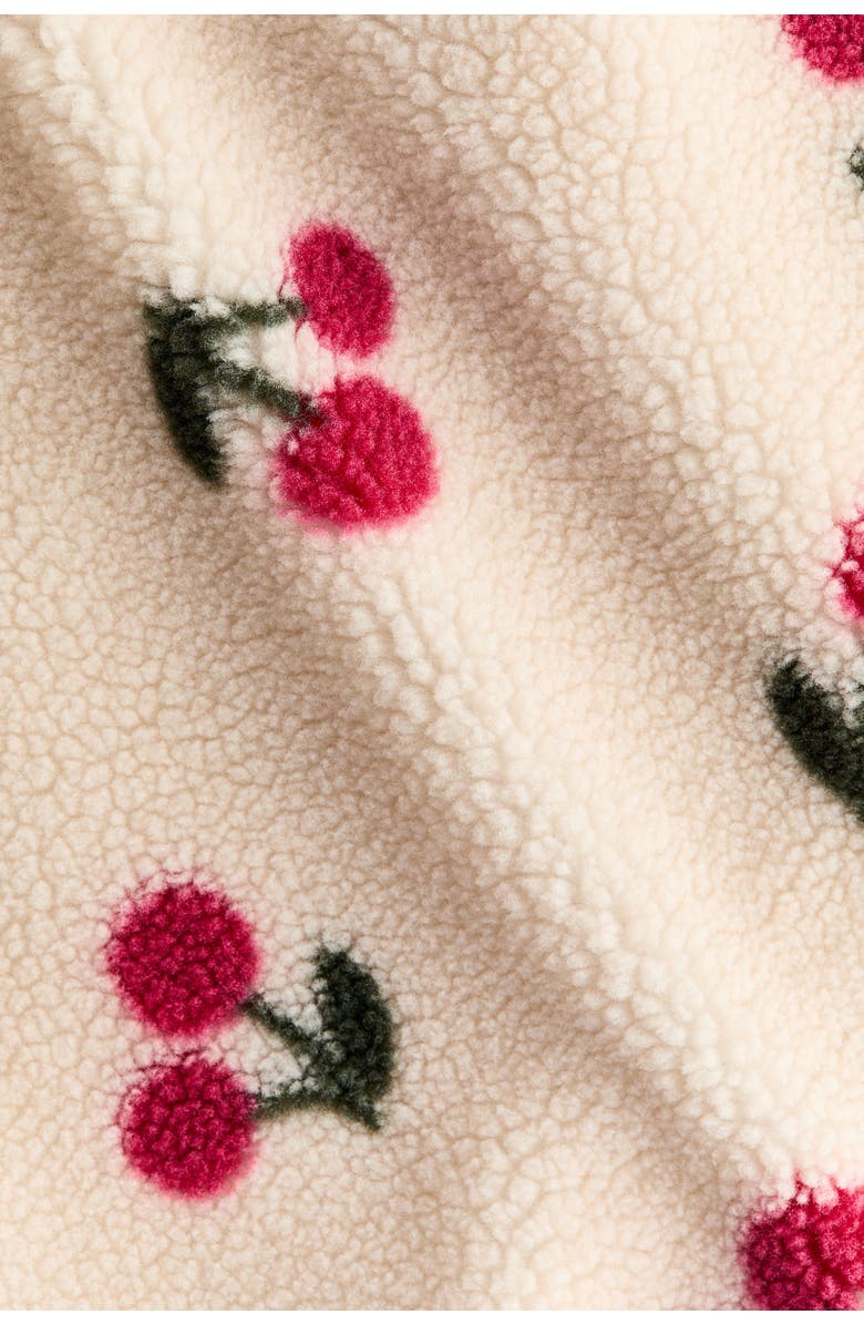 H&M Patterned Teddy Gilet, Alternate, color, Light Beige/Cherries