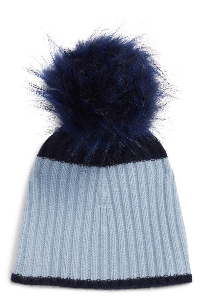 Colorblock Cashmere Beanie, Main, color, BLUE COMBO