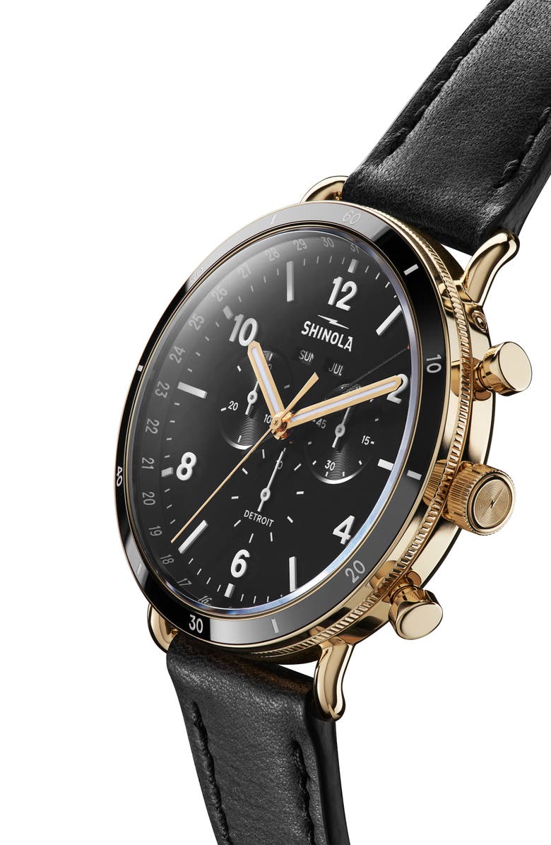 Shinola The Canfield Sport Chrongraph Leather Strap Watch, 45mm, Alternate, color, Blackmatte