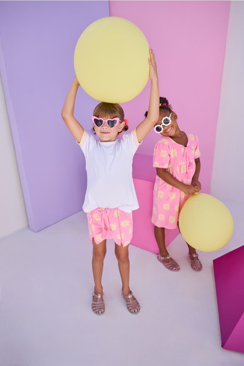 Kids' Pom Pom Terry Shorts, Alternate, color, Pink Floral Terry