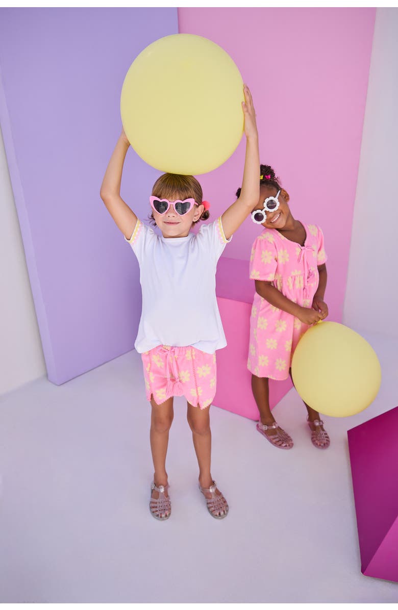 BISBY Kids' Pom Pom Terry Shorts, Alternate, color, Pink Floral Terry