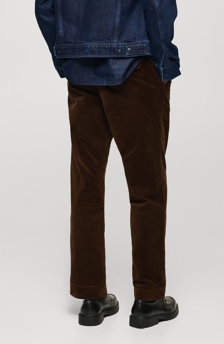 MANGO Straight Leg Corduroy Pants, Alternate, color, Brown