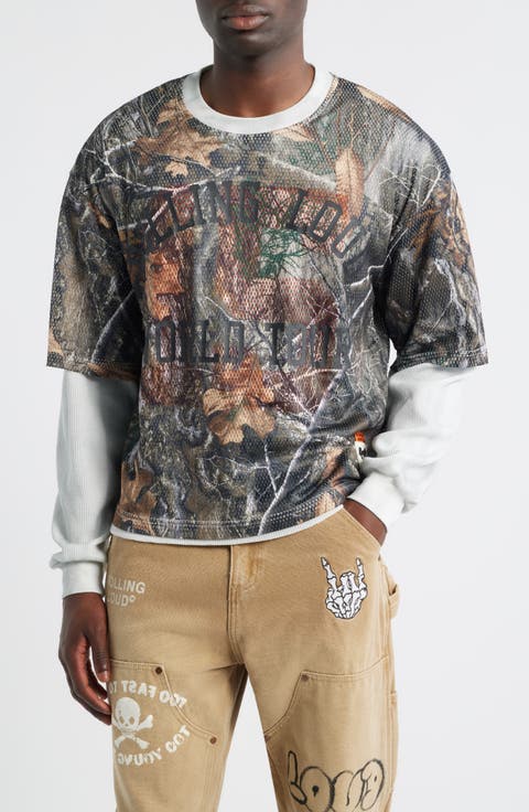 Soho Layered Camo Print Thermal Graphic T-Shirt