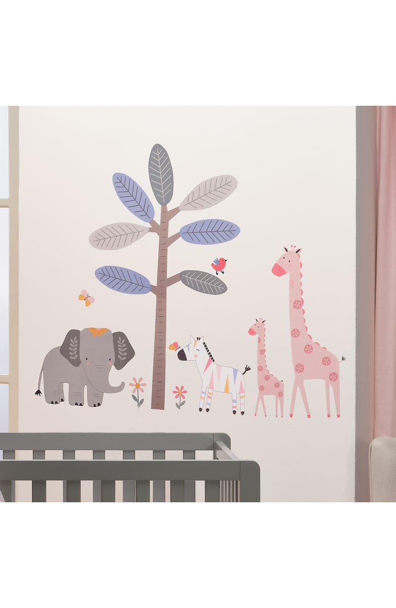 Lambs & Ivy Jazzy Jungle Elephant/Zebra/Giraffe/Tree Wall Decals/Stickers, Alternate, color, Multicolor