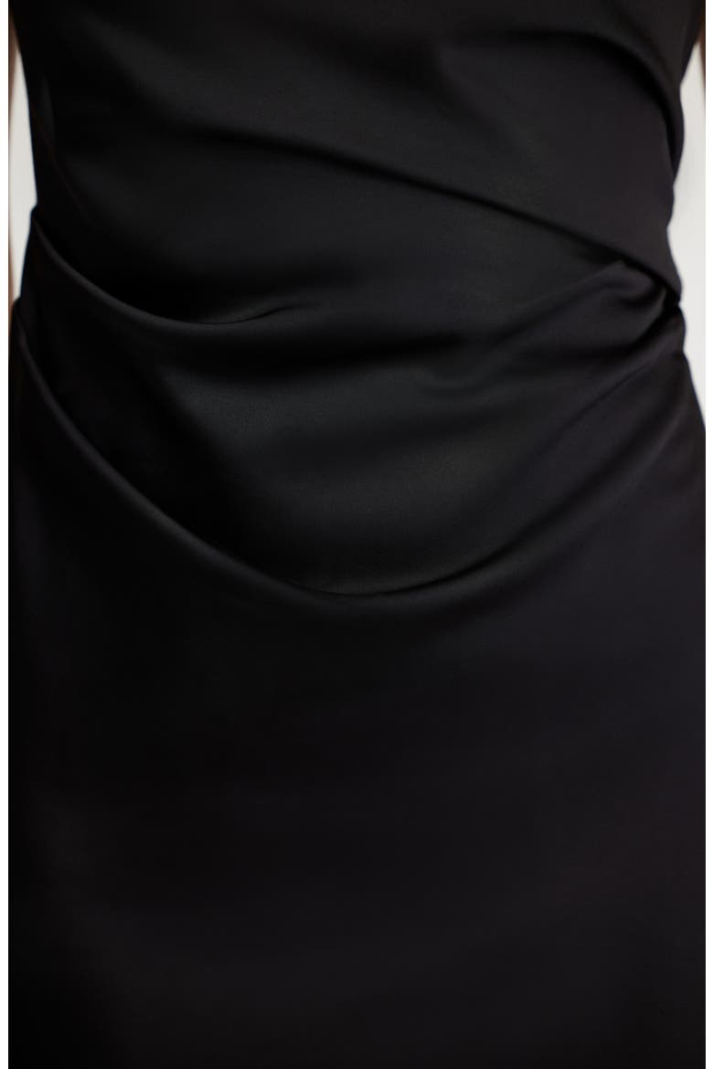 Lucile Strapless Satin Gown with Train, Alternate, color, BLACK