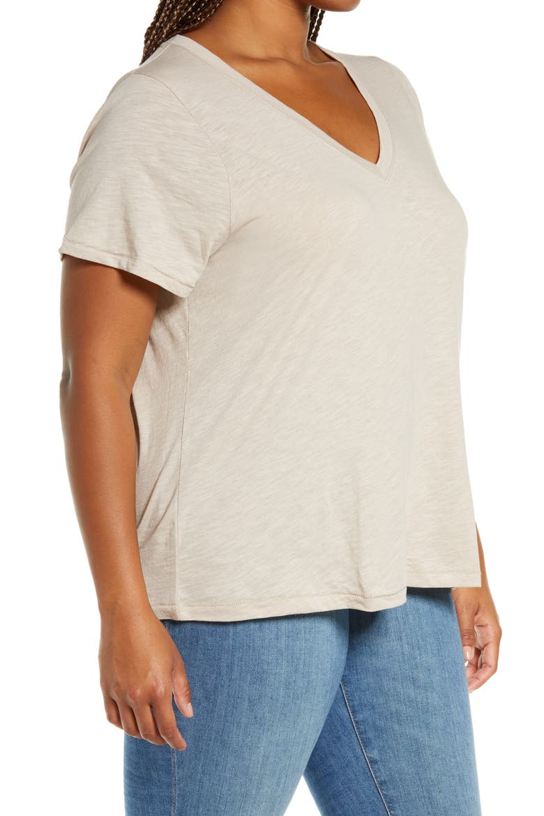 Whisper Cotton V-Neck T-Shirt, Alternate, color, ASHEN SILVER