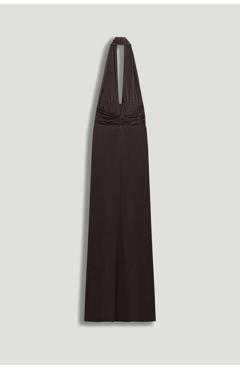 Nocturne Draped Halter Neck Maxi Dress, Alternate, color, Brown