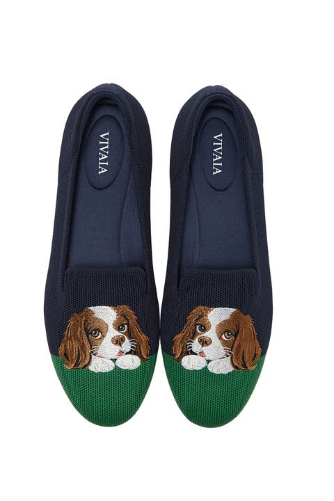 Audrey Round-Toe Embroidered Loafers