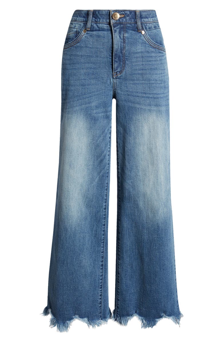 Wit & Wisdom 'Ab'Solution Raw Hem Wide Leg Jeans, Alternate, color, Mid Blue
