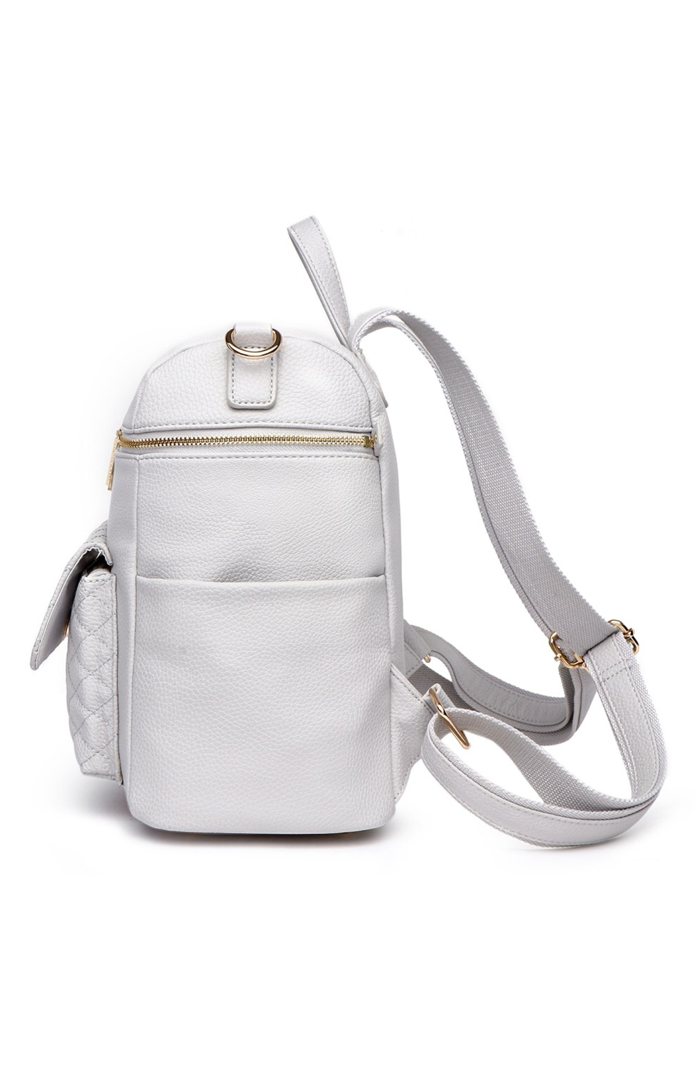 Luli Bebé Petit Monaco Faux Leather Diaper Bag, Alternate, color, Stone Grey